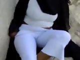 Arab Hijab Woman Show Off Her Wet Panties Outdoor