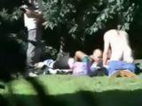 Voyeur Savor While Watching Threesome In The Park