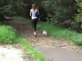 Walking Dog Through Forest Got Sudden Turnover