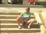 Dame Peeing On Stairs
