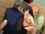 Busty hentai chick gets threesome fucked