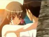 Busty hentai gets sucked her nipple