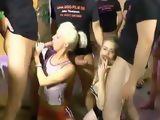 Bunch of dicks make blondies enjoy hot golden rain