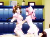 Lucky guy gets two hentai nurses tittyfucked and gangbanged