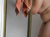 Asian Wife Scrubbing the Shower Good Nice Tits Belly & Ass 