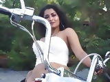 Indian mature Maya rati strips on motorcycle 